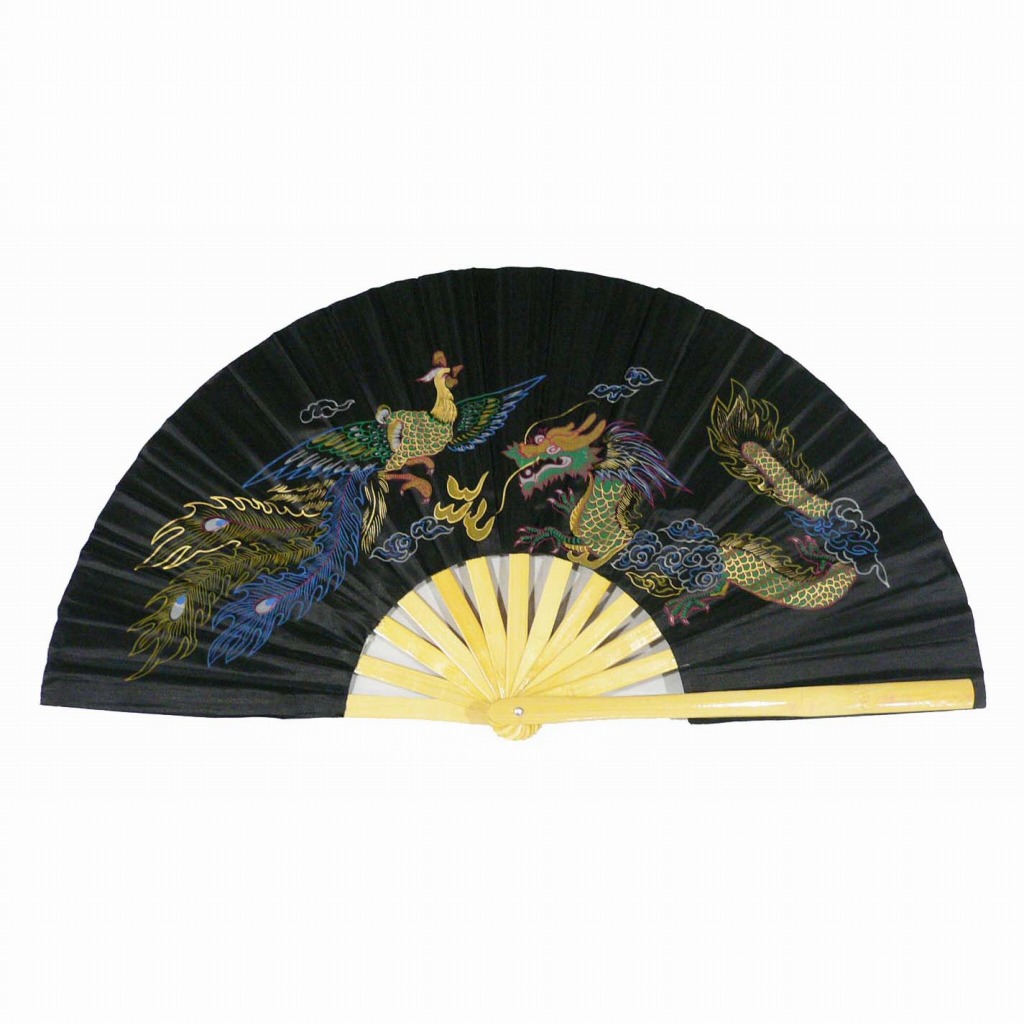 武術・太極拳用扇子 龍鳳凰 ブラック2 武術・太極拳用扇子 龍鳳凰 ブラック2